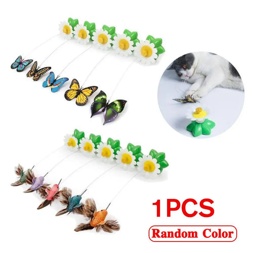 Papillon interactif pour chat avec base rotative